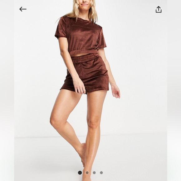 NWT ASOS Threadbare lounge velour short set in brown (price is firm) - Picture 2 of 12